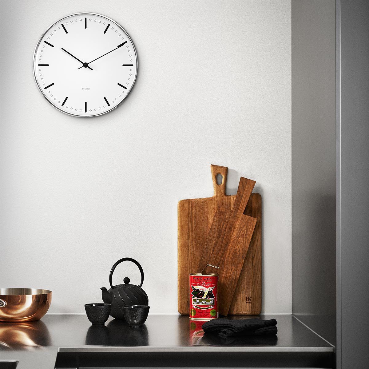 ARNE JACOBSEN City Hall Wall Clock 29cm - Modern White & Black Minimalist Clock for Home, Office & Classroom Decor | Scandinavian Design Wall Clock
