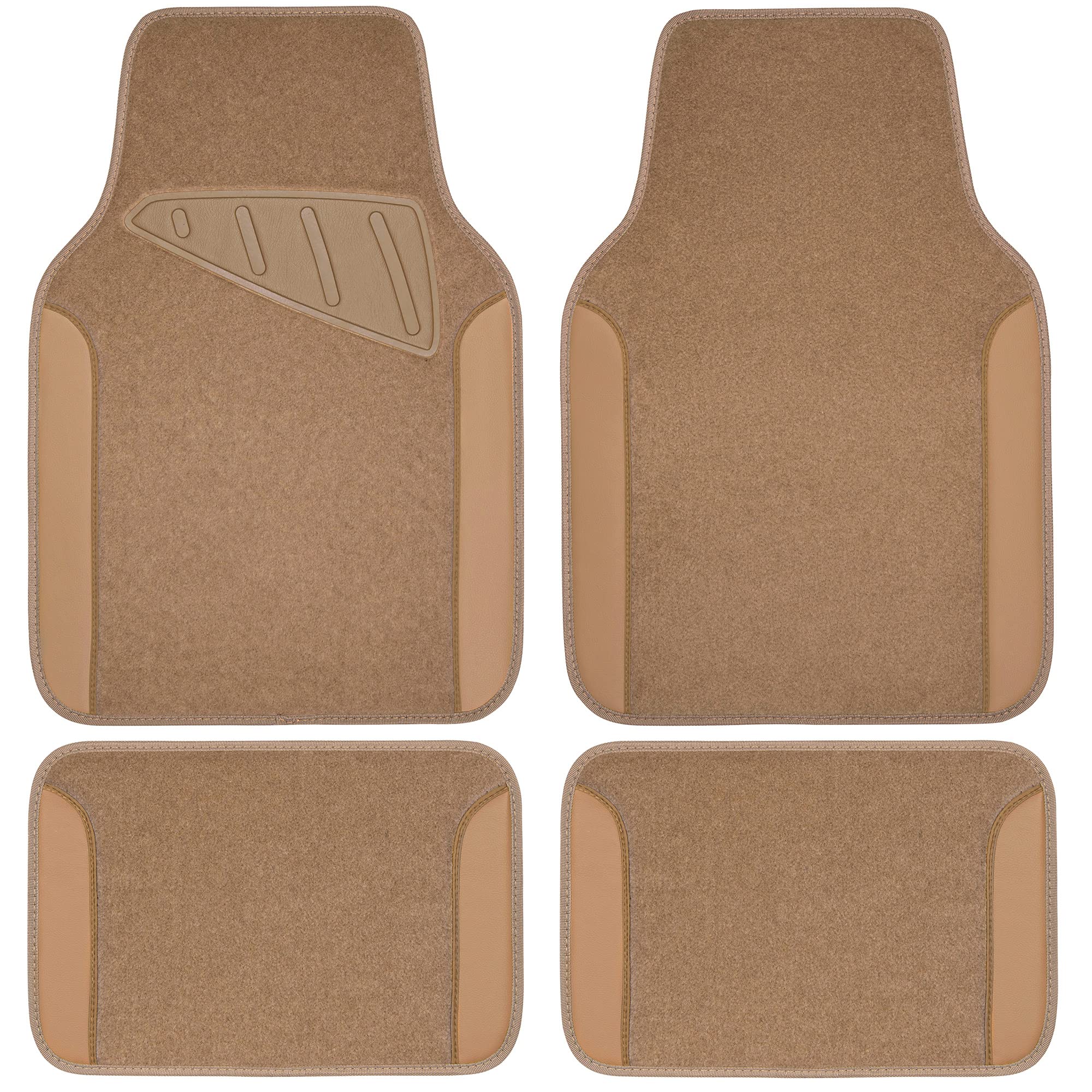 Premium Beige Leather Waterproof Car Floor Mats - Universal Fit for SUV, Van, Sedan, Truck - 4-Piece Set with Anti-Slip Nibs & Driver Heel Pad - Durable All-Weather Protection for Cars, Trucks & SUVs - Perfect for Daily Commute, Road Trips & Family Travel