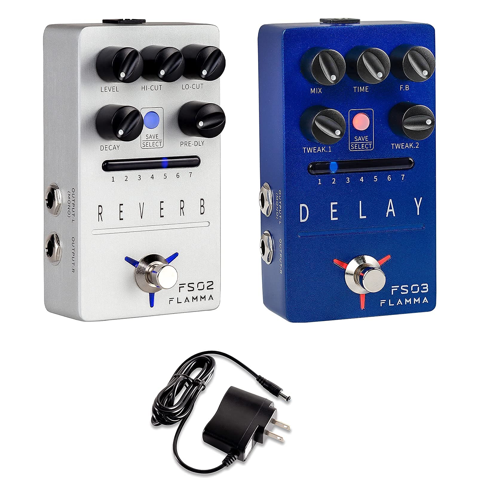 FLAMMA Reverb and Delay Guitar Effects Pedal with 9V 300mA Power Adapter - Perfect for Live Performances, Studio Recording, and Home Practice