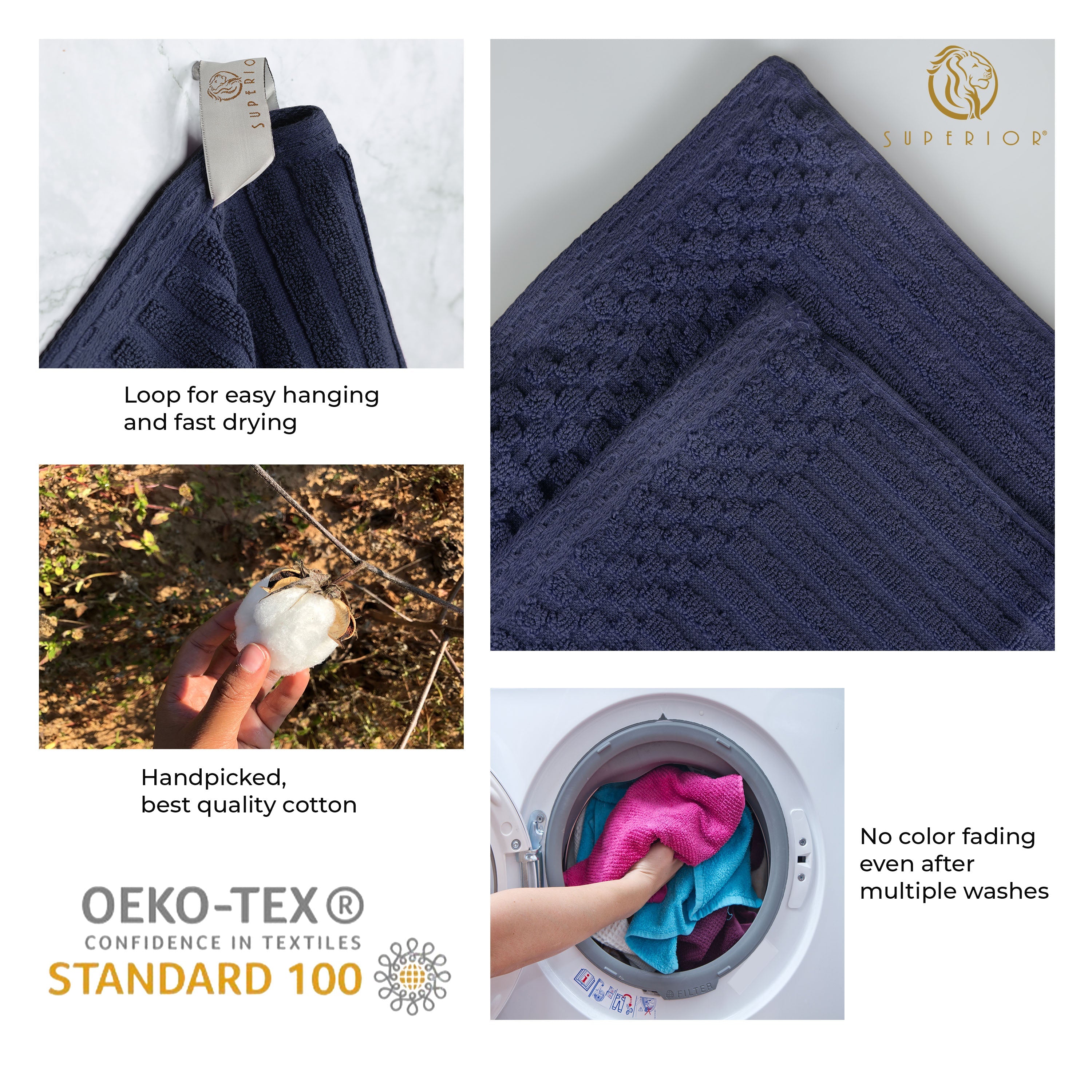 Premium Soho Ribbed Textured Cotton Bath Towel Set - Ultra Absorbent & Quick Dry Hand & Bath Towels for Spa, Gym & Luxury Home Use