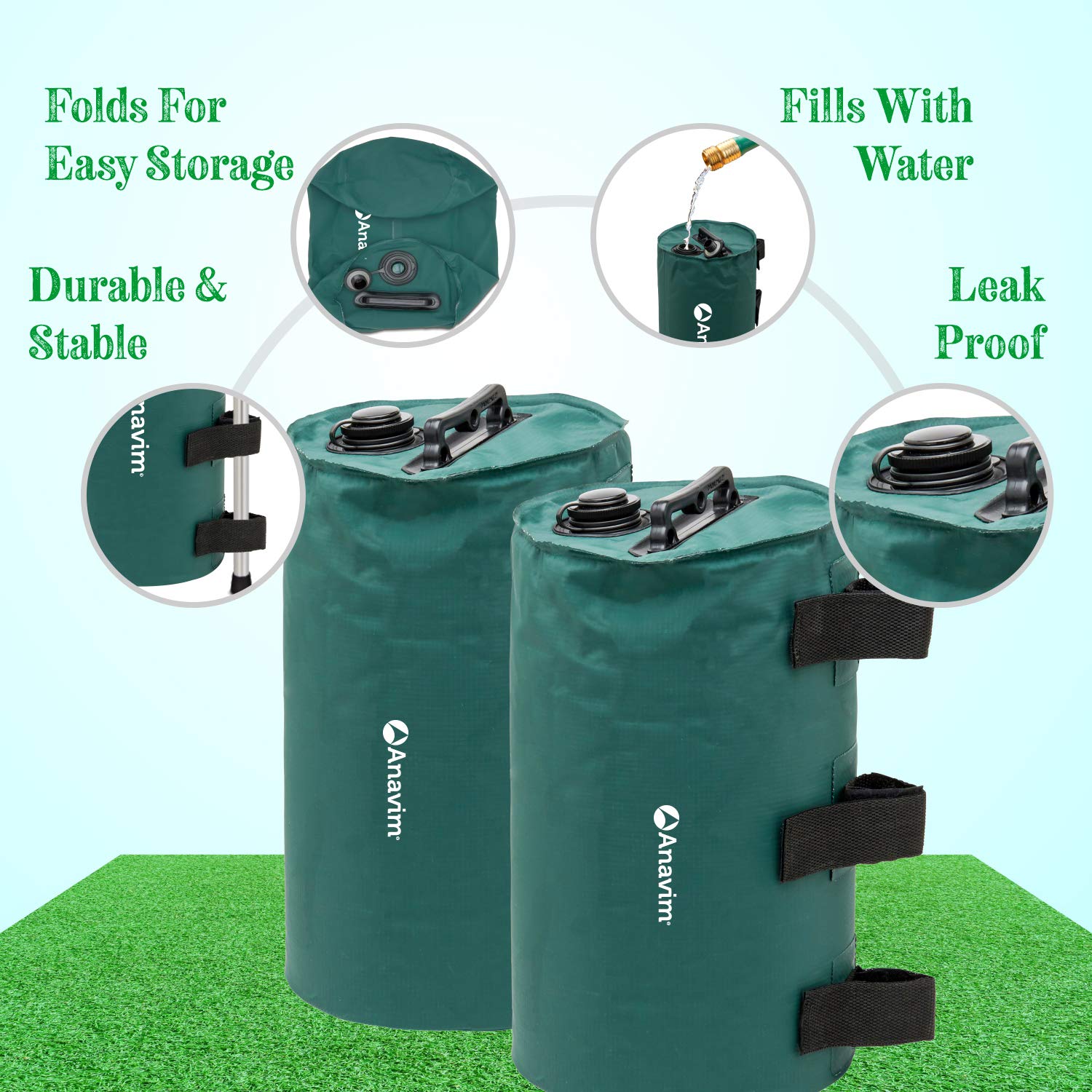 2-Pack Canopy Water Weights Bags - Heavy Duty Leg Weights for Pop Up Canopy Tents - Perfect for Outdoor Events, Markets & Beach Setups
