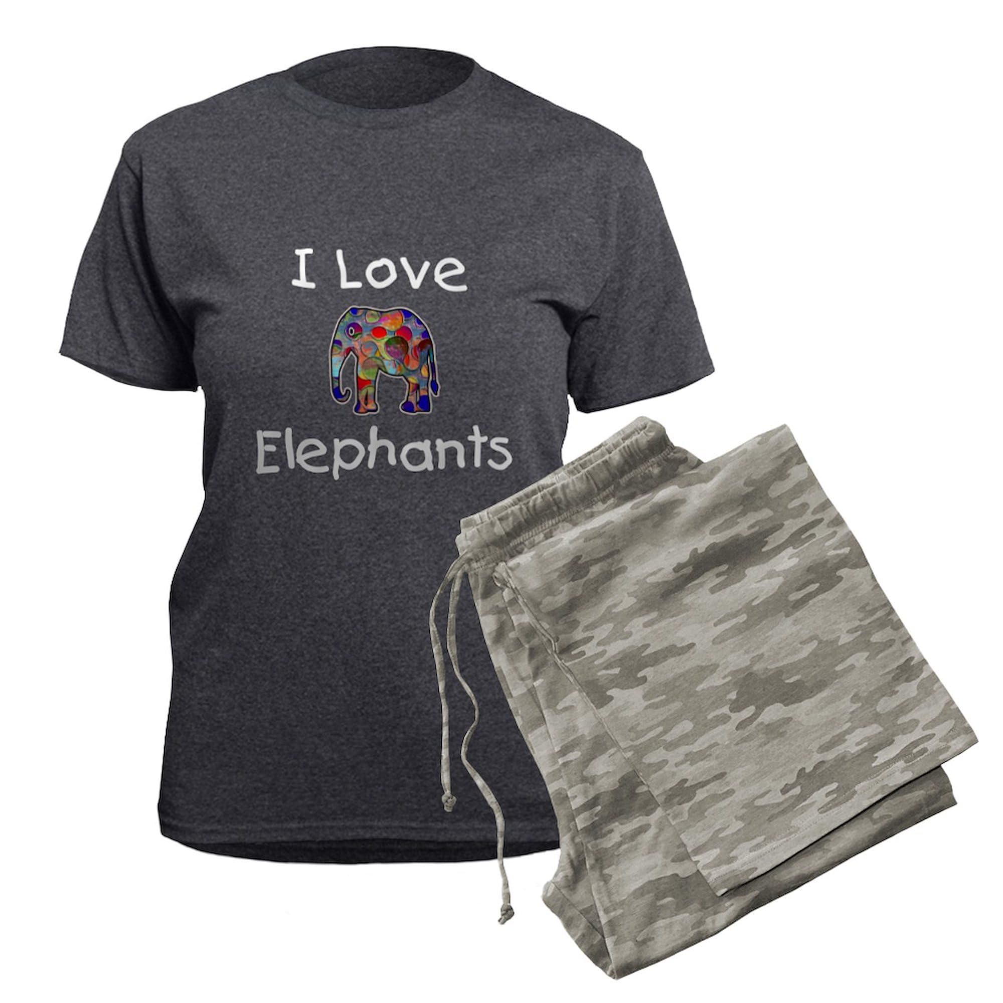 I Love Elephants Women's Charcoal Pajama Set - Comfortable Sleepwear for Animal Lovers - Perfect for Lounge, Sleep & Gifts