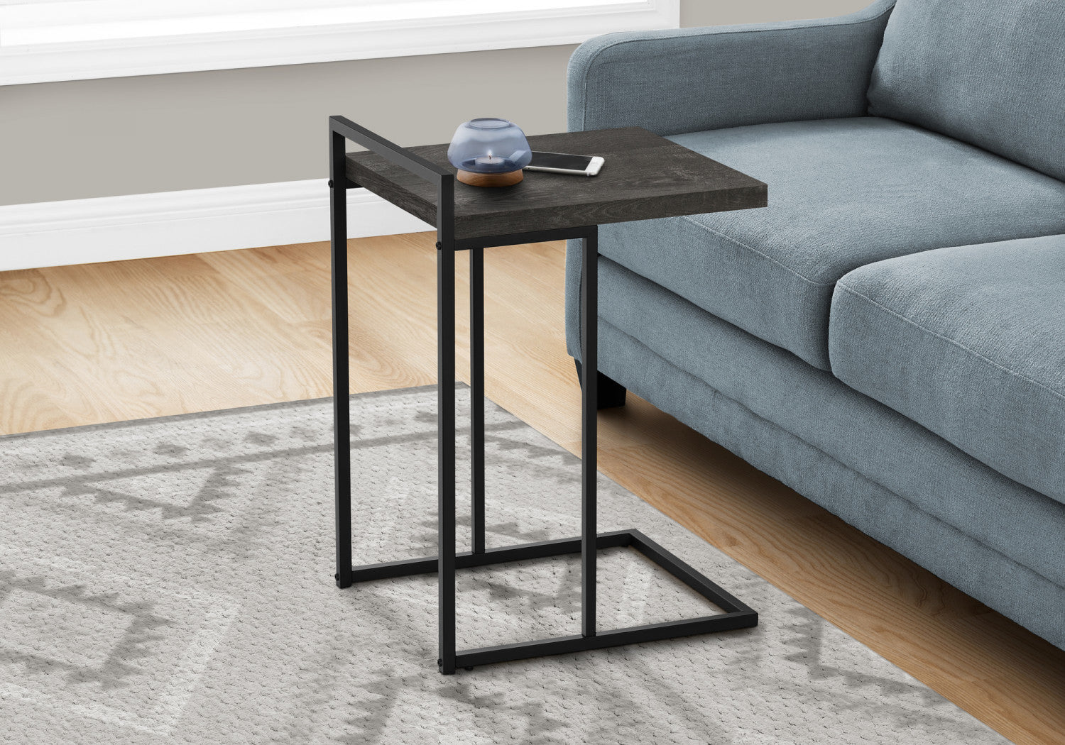Black Cedar Wood Side Table - Rustic Nightstand for Bedroom, Living Room, or Patio - Natural Wood End Table with Sturdy Design