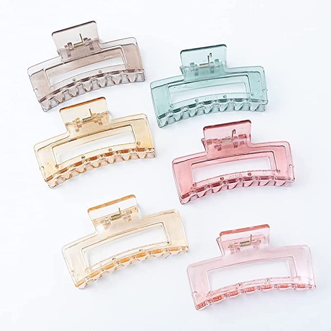 6-Pack Starvis Large Solid Frosted Hair Claw Clips for Women & Girls - Strong Grip Jaw Clips for Thick/Long Hair - Barrettes & Hair Accessories for Daily Use (Perfect for Work, School & Styling)