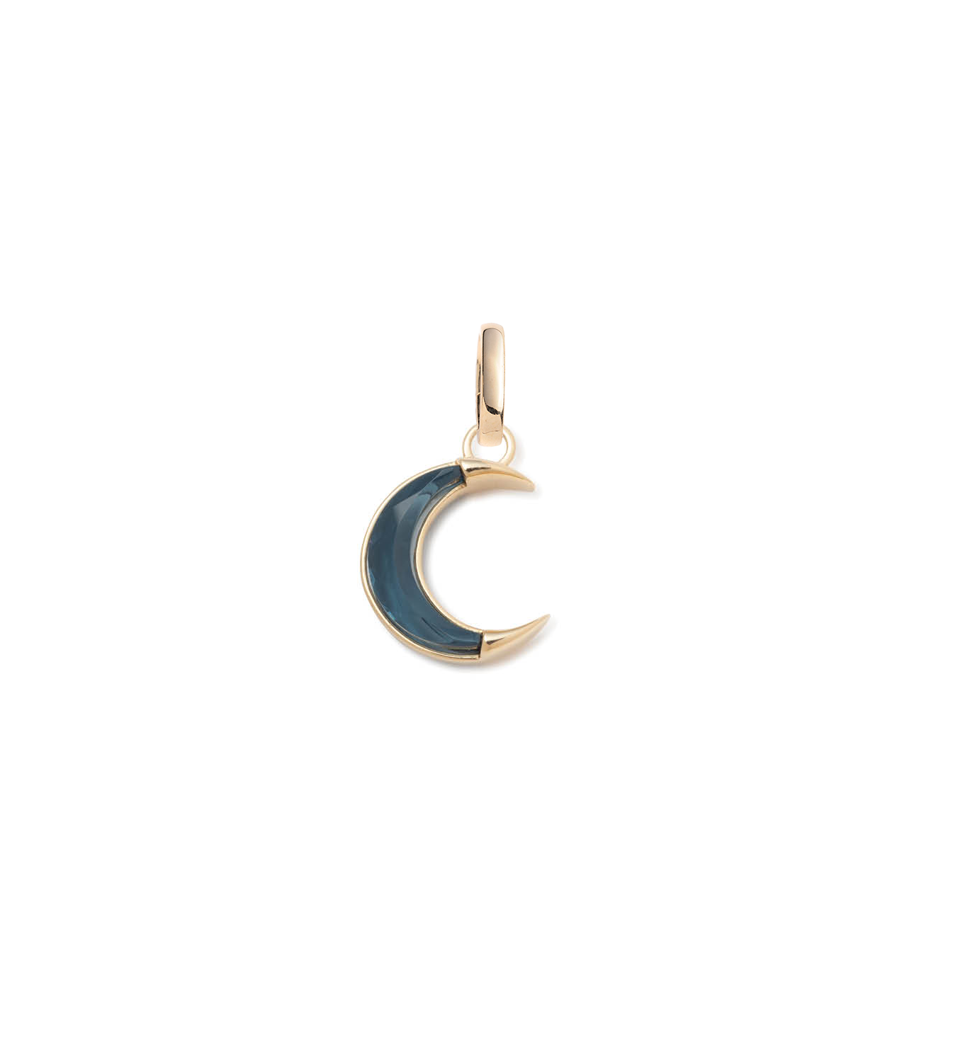 15mm London Blue Topaz Gemstone Crescent Karma Medallion with Annex Link - Elegant Necklace for Women, Perfect for Spiritual Healing, Meditation & Boho Fashion