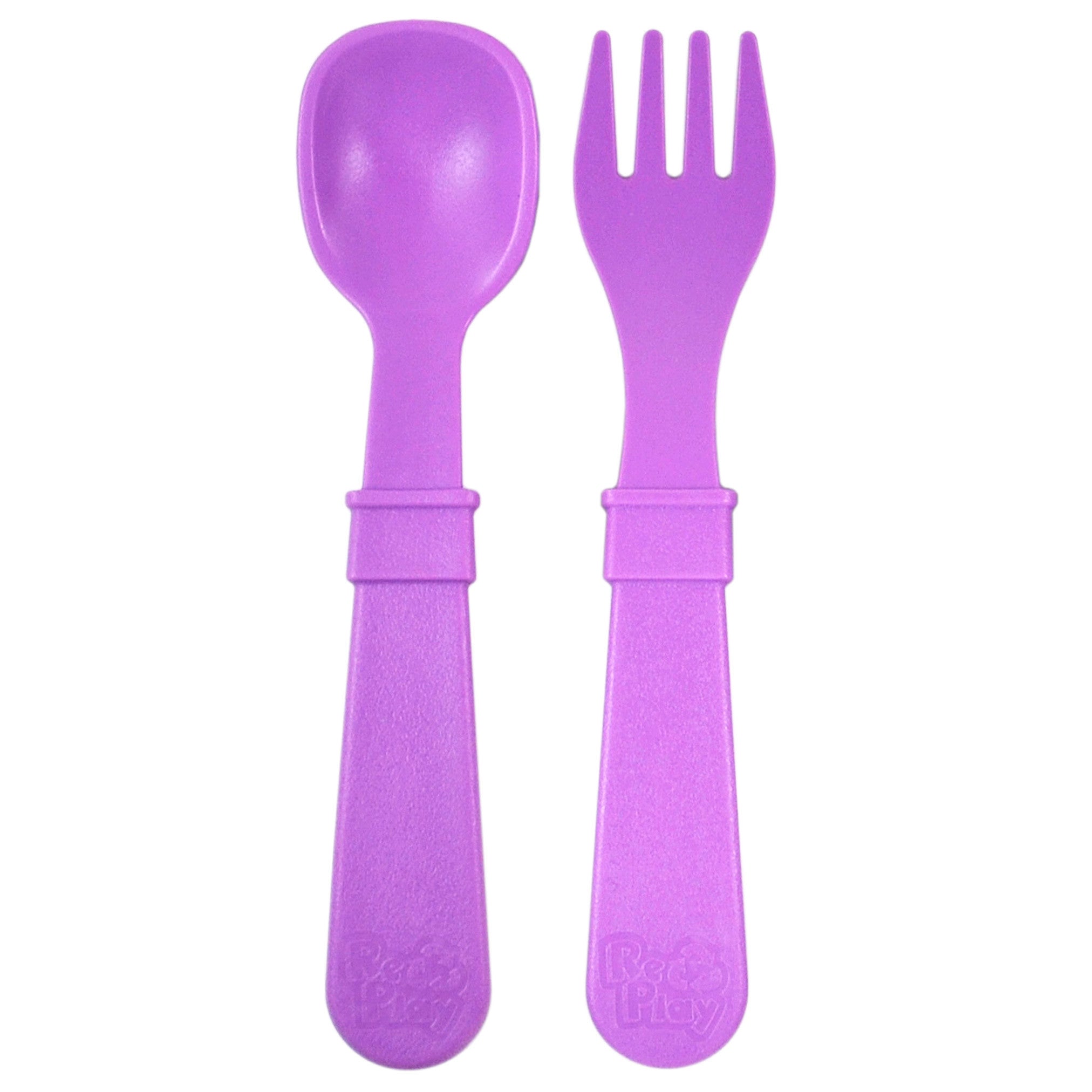 Re-Play Spoon and Fork Set - BPA-Free, Eco-Friendly Kids Utensils in Purple | Perfect for Toddler Meals, School Lunches, and On-the-Go Dining