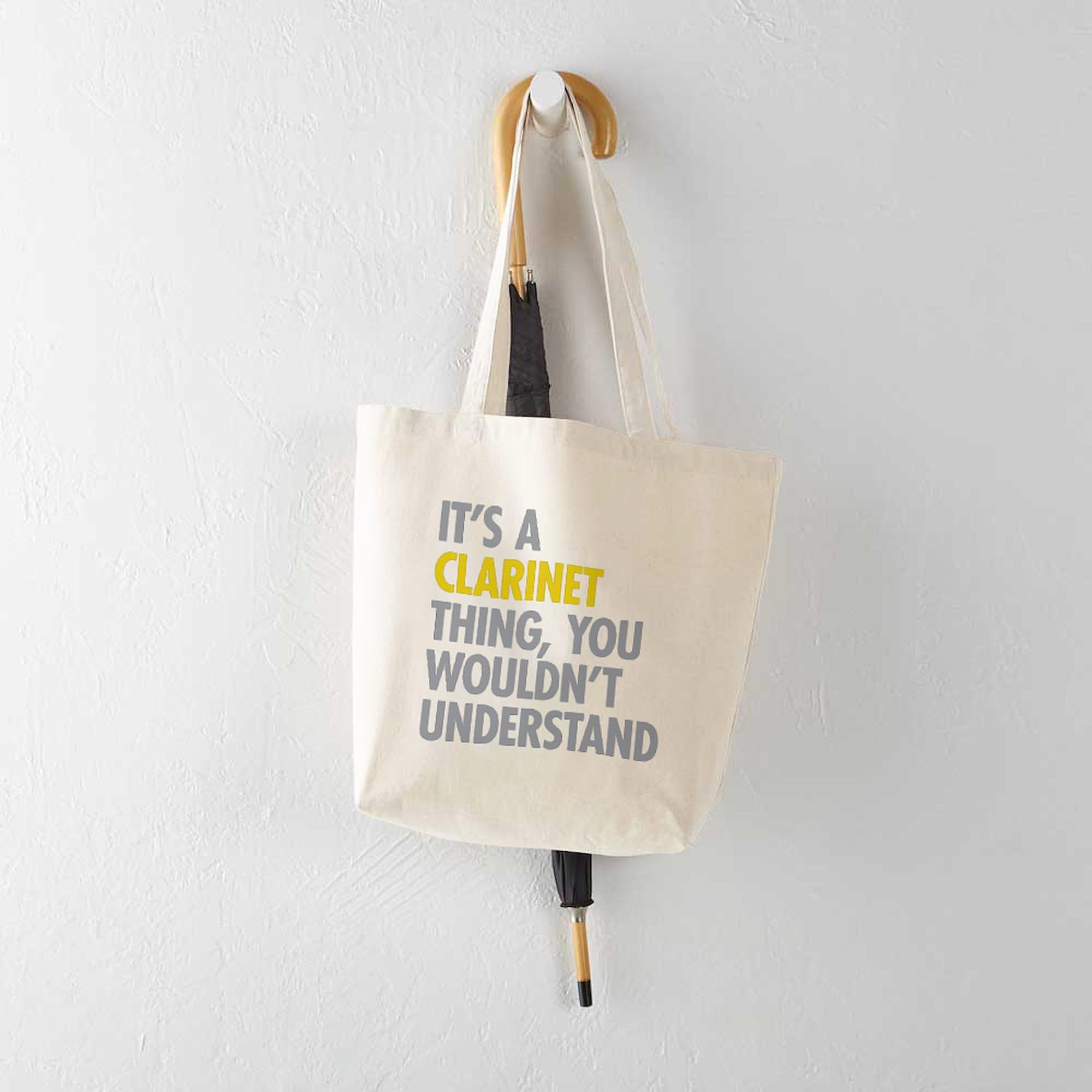 CafePress Clarinet Lover Tote Bag - Natural Canvas Reusable Shopping Bag for Musicians, Students & Grocery Shopping