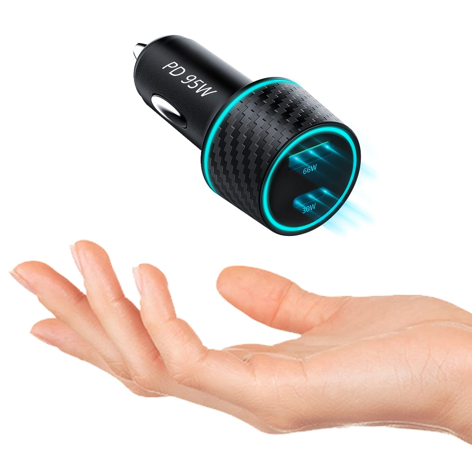 95W Super Fast USB C Car Charger - Dual Port Type C Cigarette Lighter Adapter for iPhone 14/13, Apple Watch | Fast Charging Cube 3.0 | Perfect for Road Trips & Daily Commutes