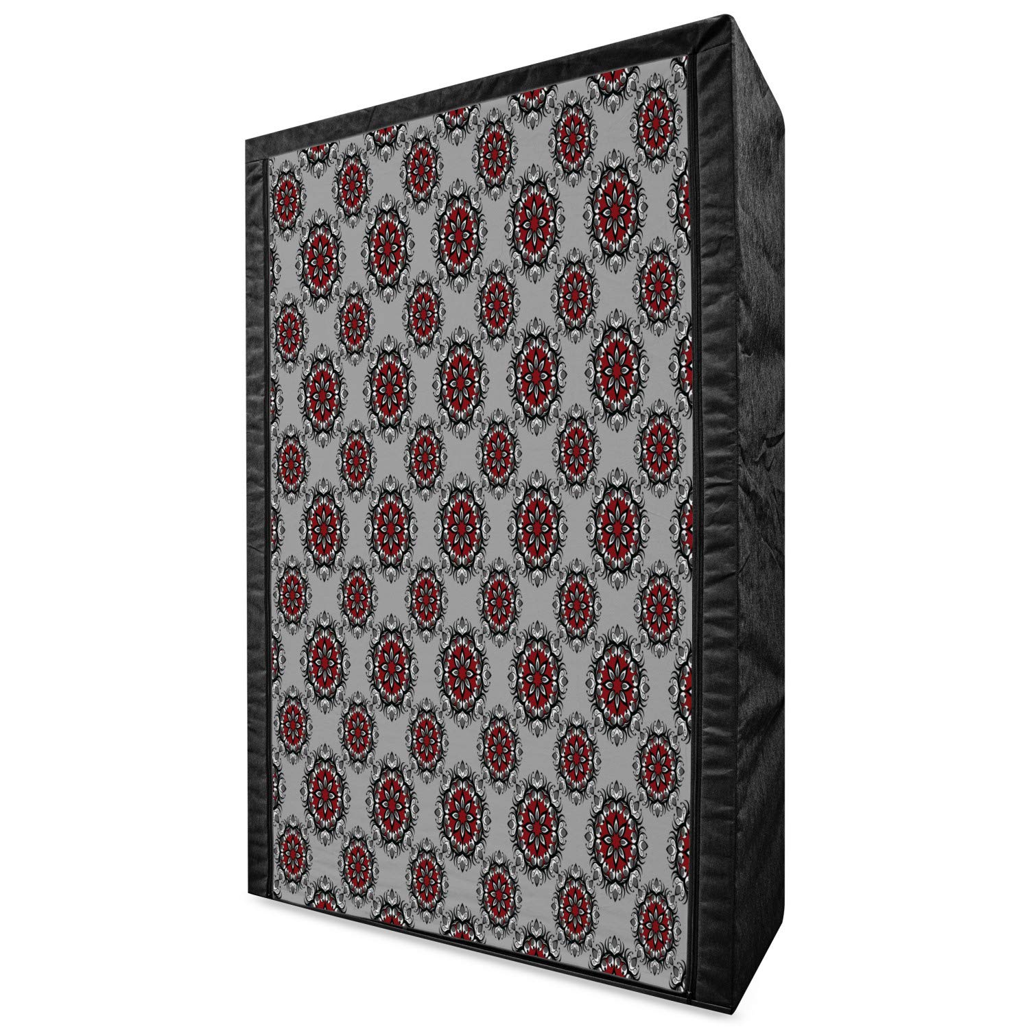 Ambesonne Red and Black Portable Fabric Wardrobe with Persian Moroccan Middle Eastern Floral Design - 42.5