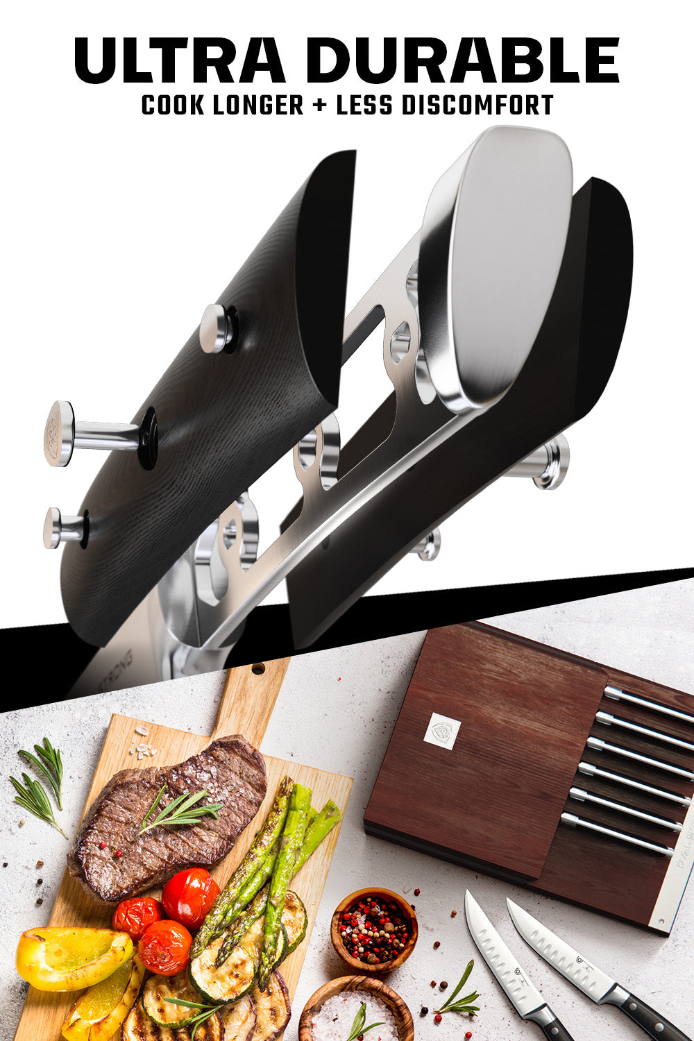 Premium 8-Piece Steak Knife Set with Wooden Storage Block - Gladiator Series by Dalstrong - Perfect for Steak Dinners, BBQ Parties & Kitchen Gifting