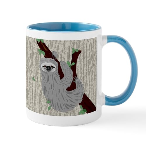White/Blue Inside - Sloth 11 Oz Ceramic Mug Mugs
