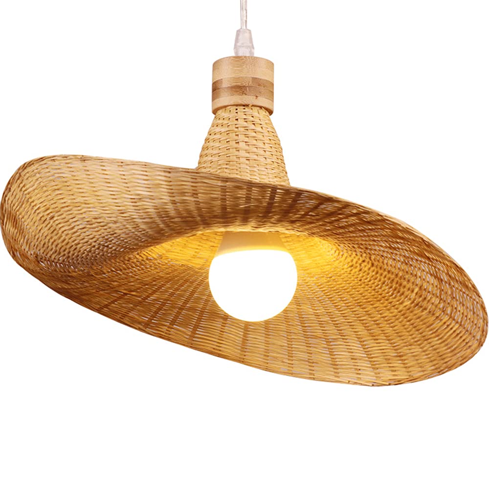 CHENKUI Natural Woven Bamboo Chandelier - Modern Geometric Pendant Light with E26/E27 Base, Handcrafted Weave Design for Living Room, Dining Room, Hallway & Stairway | Perfect for Boho, Farmhouse & Coastal Home Decor