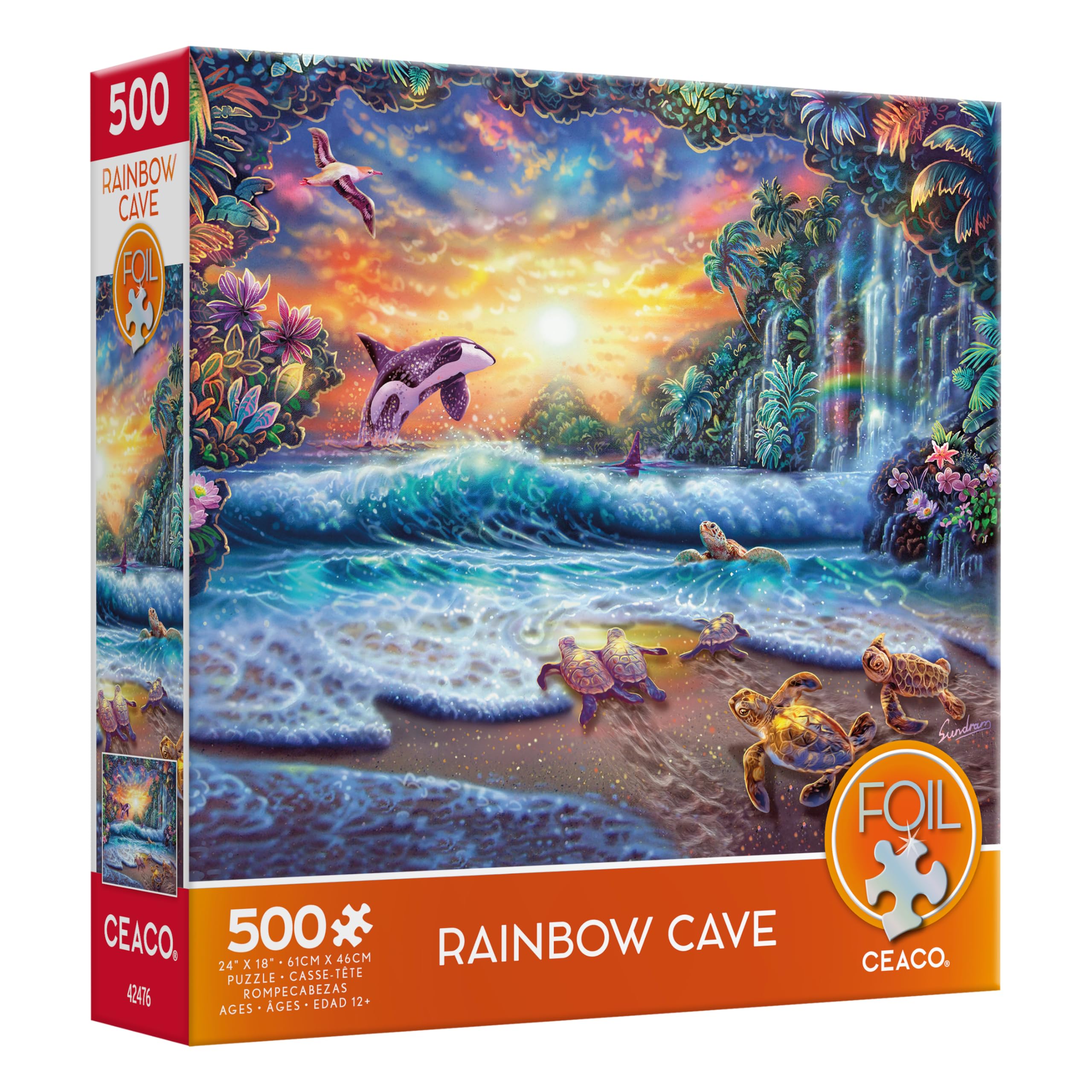 Ceaco 500 Piece Jigsaw Puzzle - Rainbow Cave Foil Puzzle for Adults & Teens - Perfect for Family Game Night, Stress Relief & Home Decor