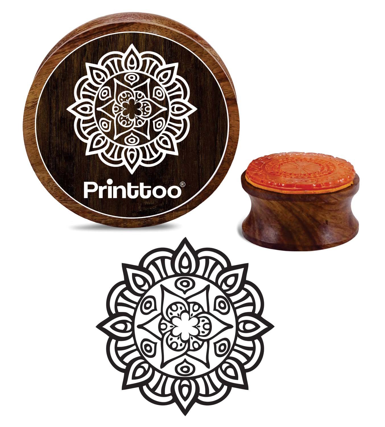 Floral Mandala Wooden Stamp for DIY Crafts & Textiles - 2 Inch