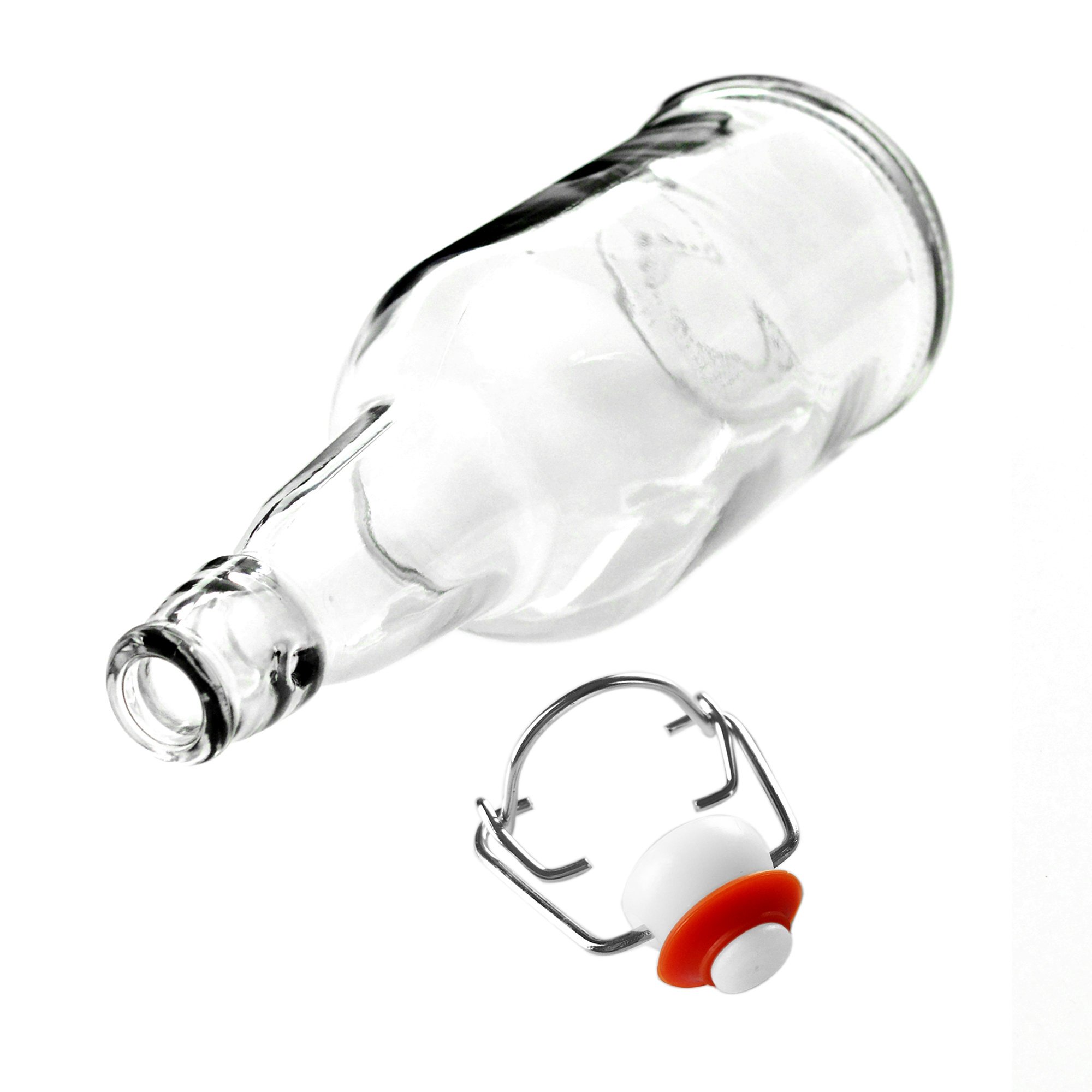 EZ Cap 16 oz Clear Flip Top Beer & Kombucha Bottles - 12 Pack with Original Cherry Blossom Hardware - Reusable Mason Jar Bottles for Home Brewing, Fermenting & Craft Beverages