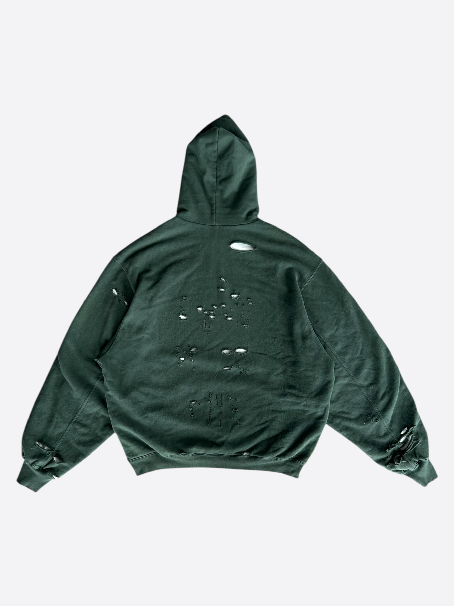 Balenciaga Green & White Logo Distressed Hoodie - Stylish Streetwear Pullover for Men & Women | Perfect for Casual Outfits, Urban Fashion & Everyday Wear