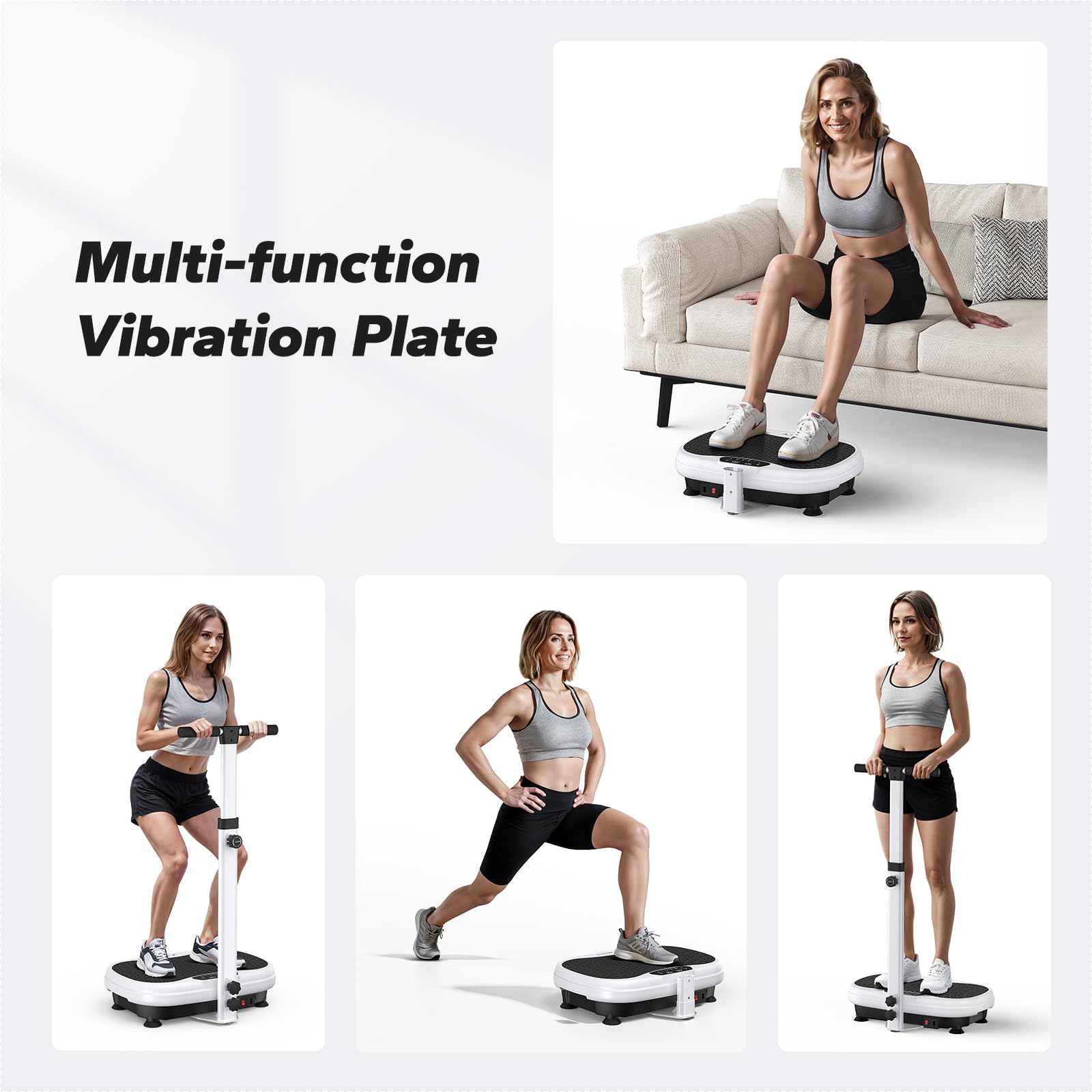 MERACH Vibration Plate Exercise Machine with Handrails - Full Body Workout Platform for Home Fitness, Weight Loss & Muscle Toning - Ideal for Women & Men (Use for Post-Workout Recovery, Cellulite Reduction & Improved Circulation)