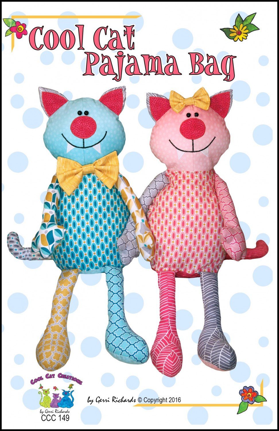 Cool Cat Pajama Bag Sewing Pattern - DIY Cat-Themed Sleepwear Pouch for Crafters & Cat Lovers - Perfect for Sleepovers, Gifts & Cozy Nights