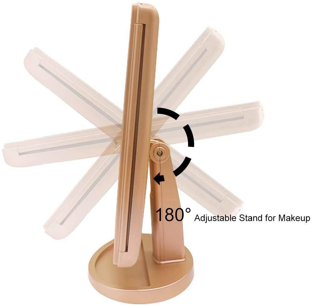 3X Magnification LED Vanity Mirror - Touch Screen, Adjustable for Travel & Makeup