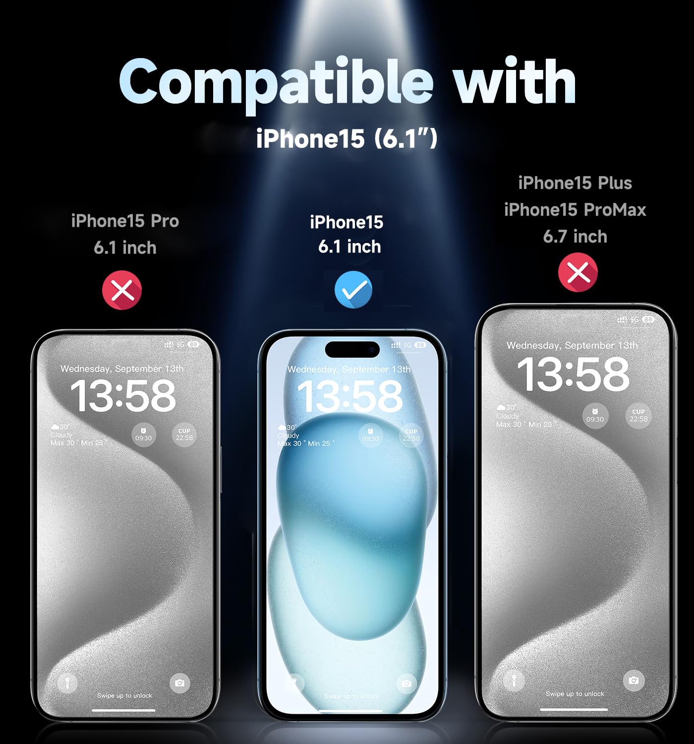 2 Pack MAGIC JOHN Privacy Tempered Glass Screen Protector for iPhone 15 6.1 Inch - Auto Dust Removal, Bubble-Free, Easy Installation - Perfect for Work, Travel & Everyday Protection