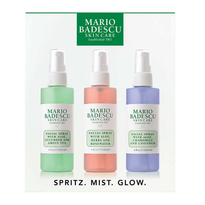 Mario Badescu Facial Spray Gift Set - Hydrating Rosewater & Aloe Mist for Glowing Skin | Perfect for Travel, Gym & Daily Skincare Routine