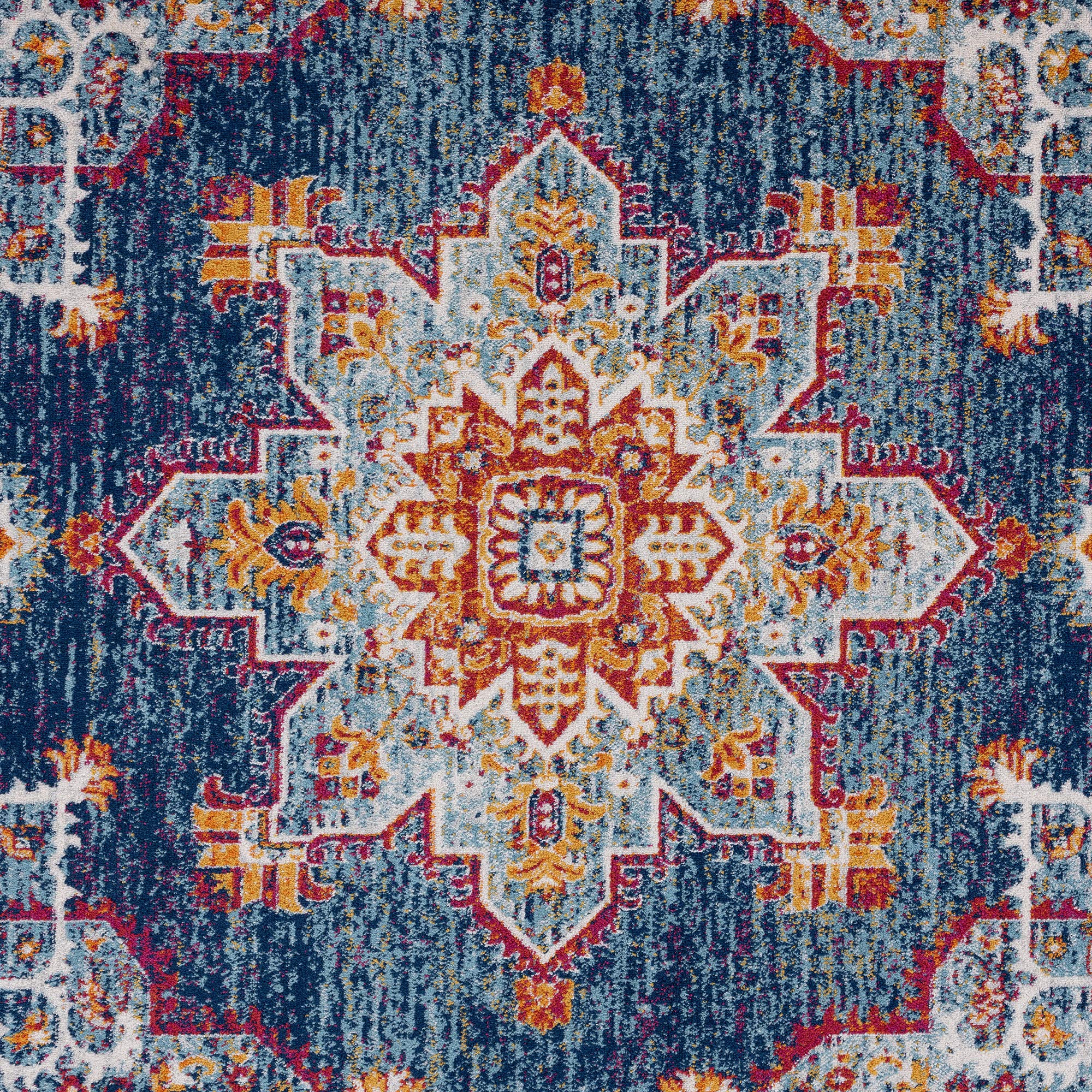 Premium Mila Blue 8x10 Area Rug - Soft Traditional Medallion Design for Living Room, Dining Room, Bedroom & Entryway - Large Indoor Carpet for Home Decor - Perfect for Cozy Spaces & High Traffic Areas