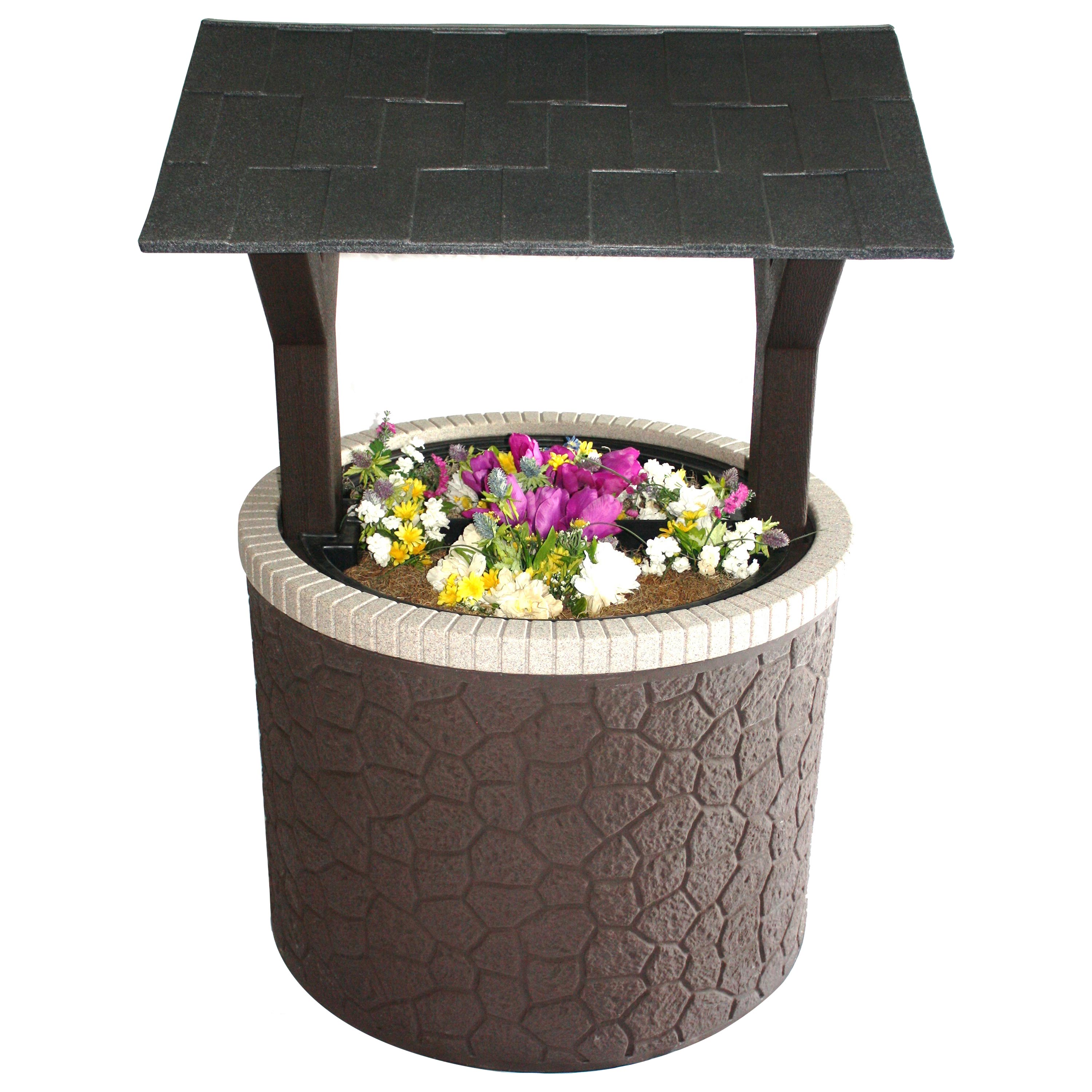 Durable Wishing Well Planter Cover with Base and Roof - Decorative Garden Tank Top for Septic System - Perfect for Outdoor Landscaping, Yard Decor, and Garden Accents