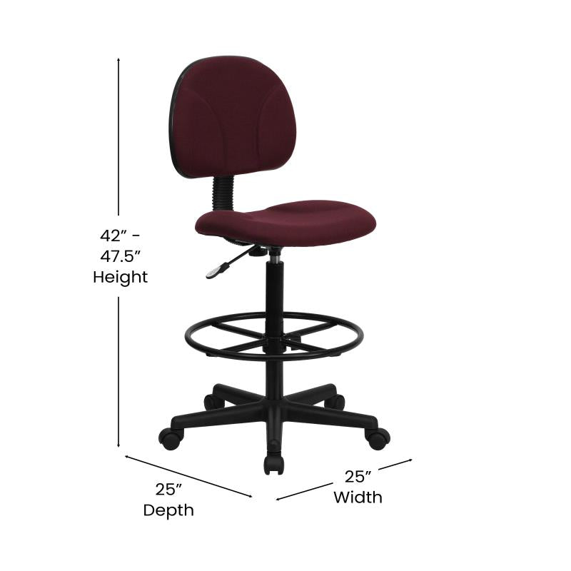 FLASH Patterned Fabric Drafting Chair BT 659 - Adjustable Height Office Chair for Artists, Architects & Designers - Ergonomic Stool for Drafting Table, Studio & Workspace