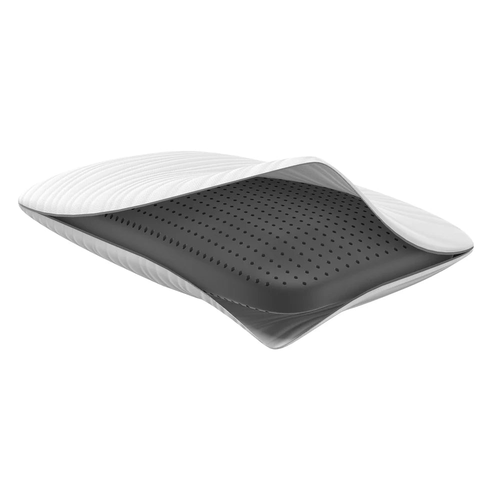 Ventilated Charcoal Bamboo Infused Memory Foam Pillow with Washable Cover - Cooling & Odor Control for Side Sleepers & Hot Sleepers - Perfect for Home, Travel & Office Use