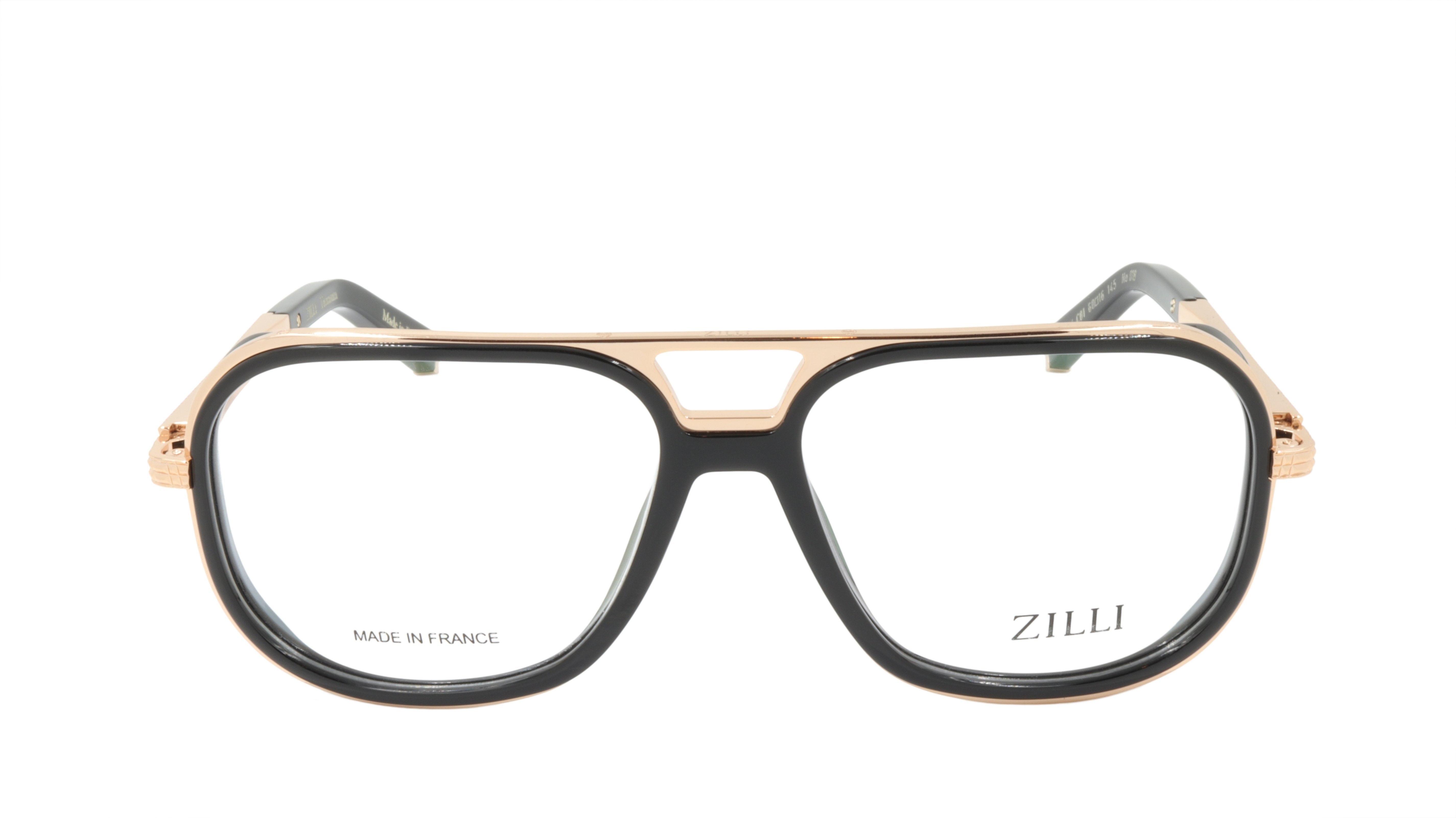 ZILLI ZI 60044 C01 Premium Titanium & Acetate Eyeglass Frames with Genuine Leather Temple Tips - Handcrafted in France - Perfect for Business, Reading & Fashion Accessories