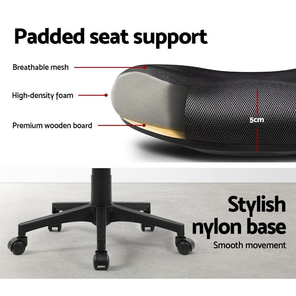 Ergonomic Mesh Office Chair with Mid Back Support - Black - Perfect for Home Office, Gaming & Workspace Comfort