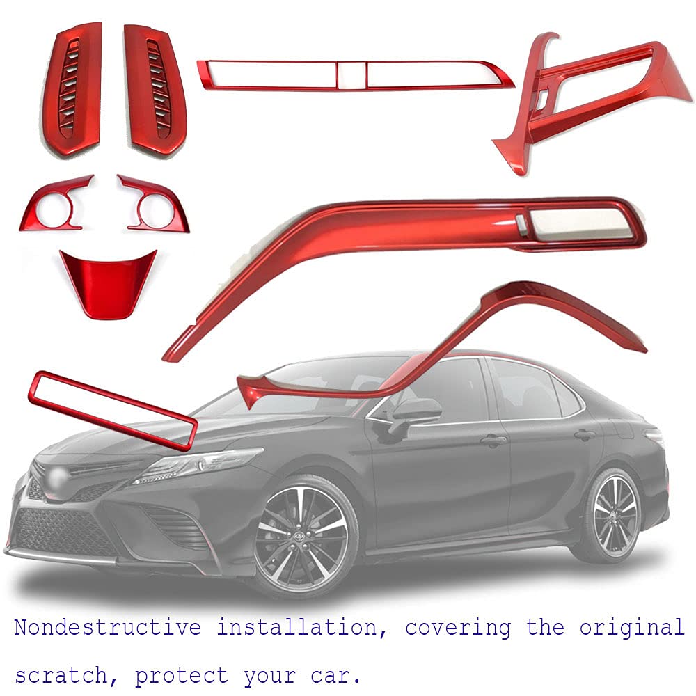 Toyota Camry 2018-2020 ABS Interior Trim Kit - 10Pcs Red for Dash & Console Upgrade