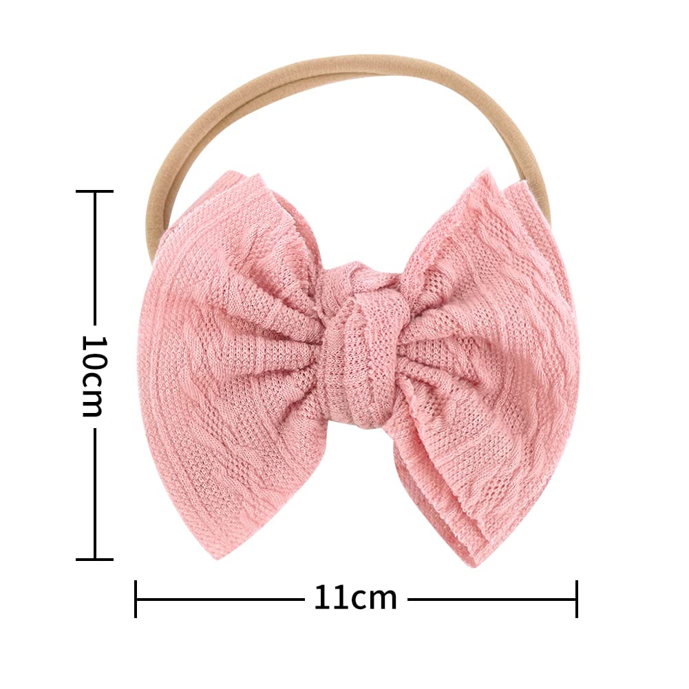 Katutude Baby Girls Headbands Hair Bows - Soft Elastic Nylon Hair Accessories for Newborns, Infants & Toddlers (11cm x 10cm, Pink) | Perfect for Photos, Parties & Everyday Outfits