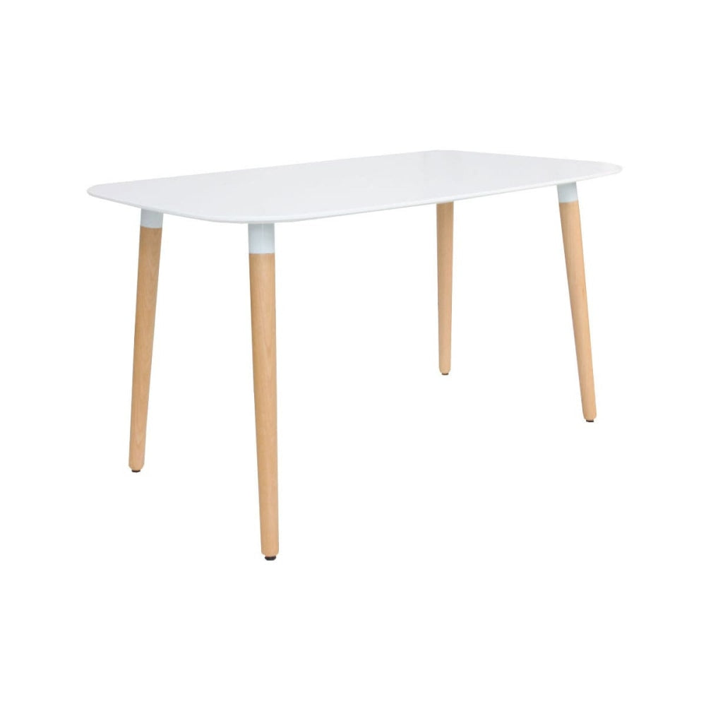 Scandinavian White Top Rectangular Wooden Dining Table 130cm - Modern Kitchen & Dining Room Furniture for Small Spaces & Apartments