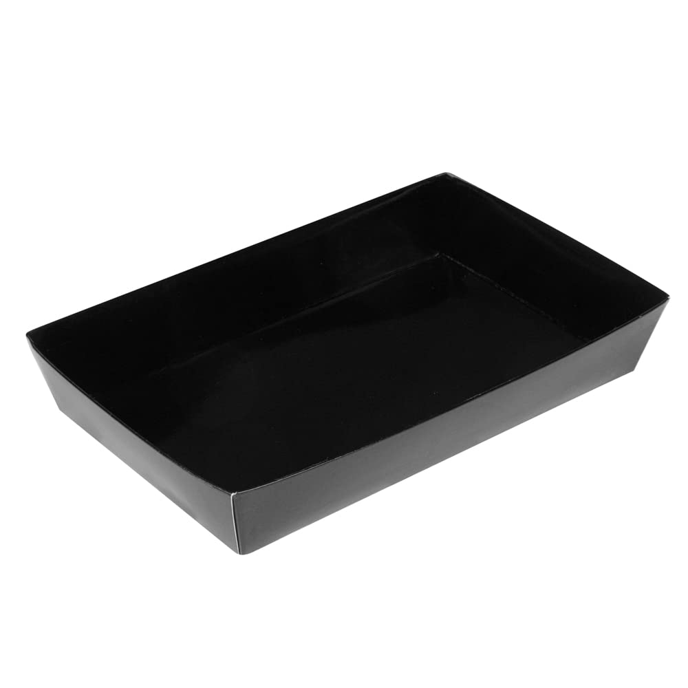 Restaurantware Matsuri Vision 8x5x1.5 Inch Medium Sushi Trays - 100 Greaseproof Disposable Black Paper Sushi Containers for Entrees & Desserts (Lids Sold Separately) | Perfect for Japanese Restaurants, Catering & Takeout