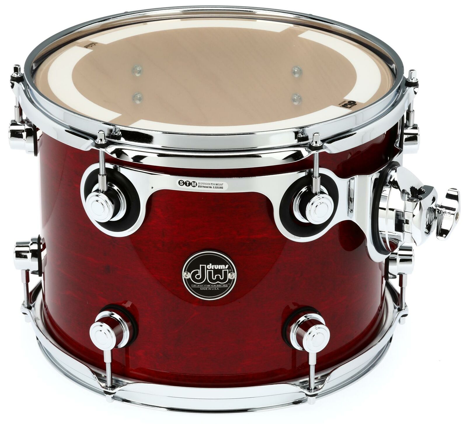 DW Performance Series Mounted Tom Drum 9x12 Inch Cherry Stain Lacquer - Perfect for Professional Drum Kits & Live Performances