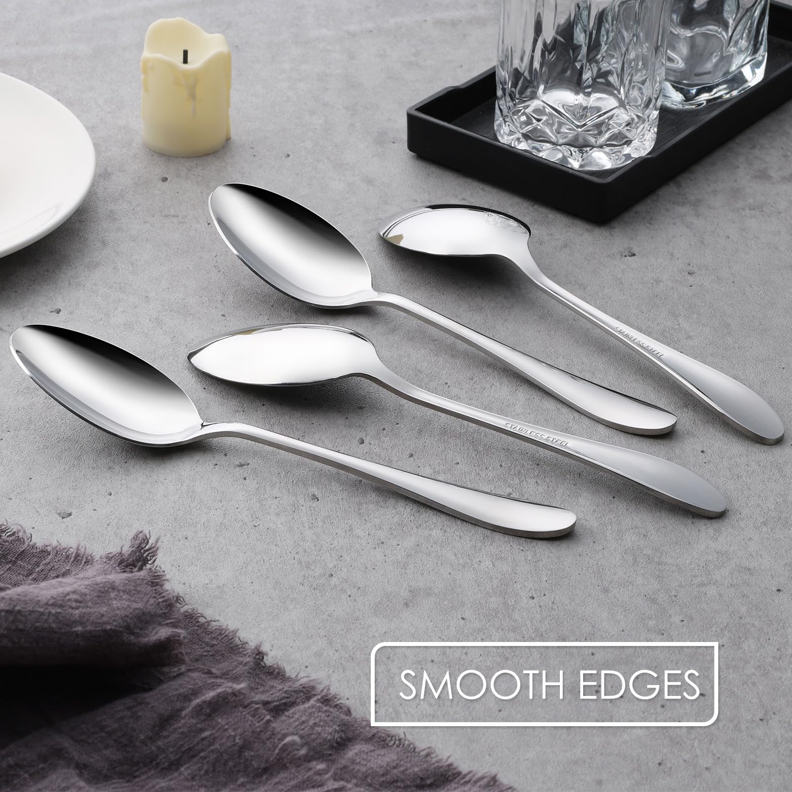 Premium 4-Piece Stainless Steel Serving Spoon Set - Heavy Duty Metal Tablespoons for Catering, Buffet, Restaurant & Home Kitchen - Dishwasher Safe - Perfect for Parties, BBQs, and Everyday Dining