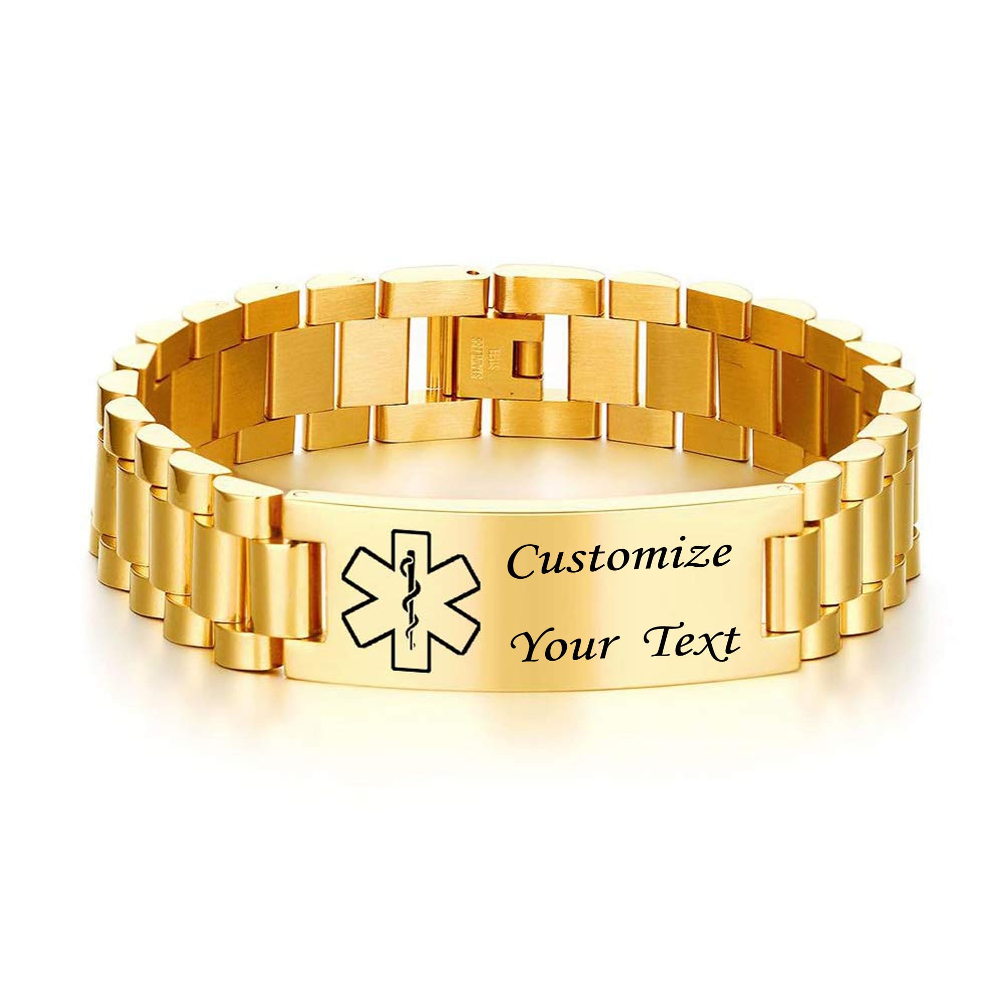 Medical Alert ID Bracelet for Men & Women - Adjustable Stainless Steel Emergency Bracelet with Engraved Medical Info - Perfect for Seniors, Diabetics & Allergy Sufferers