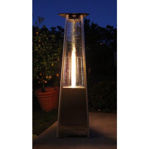 Commercial Outdoor Patio Heater with Tall Triangle Glass Tube - Perfect for Restaurants, Hotels, and Backyard Gatherings