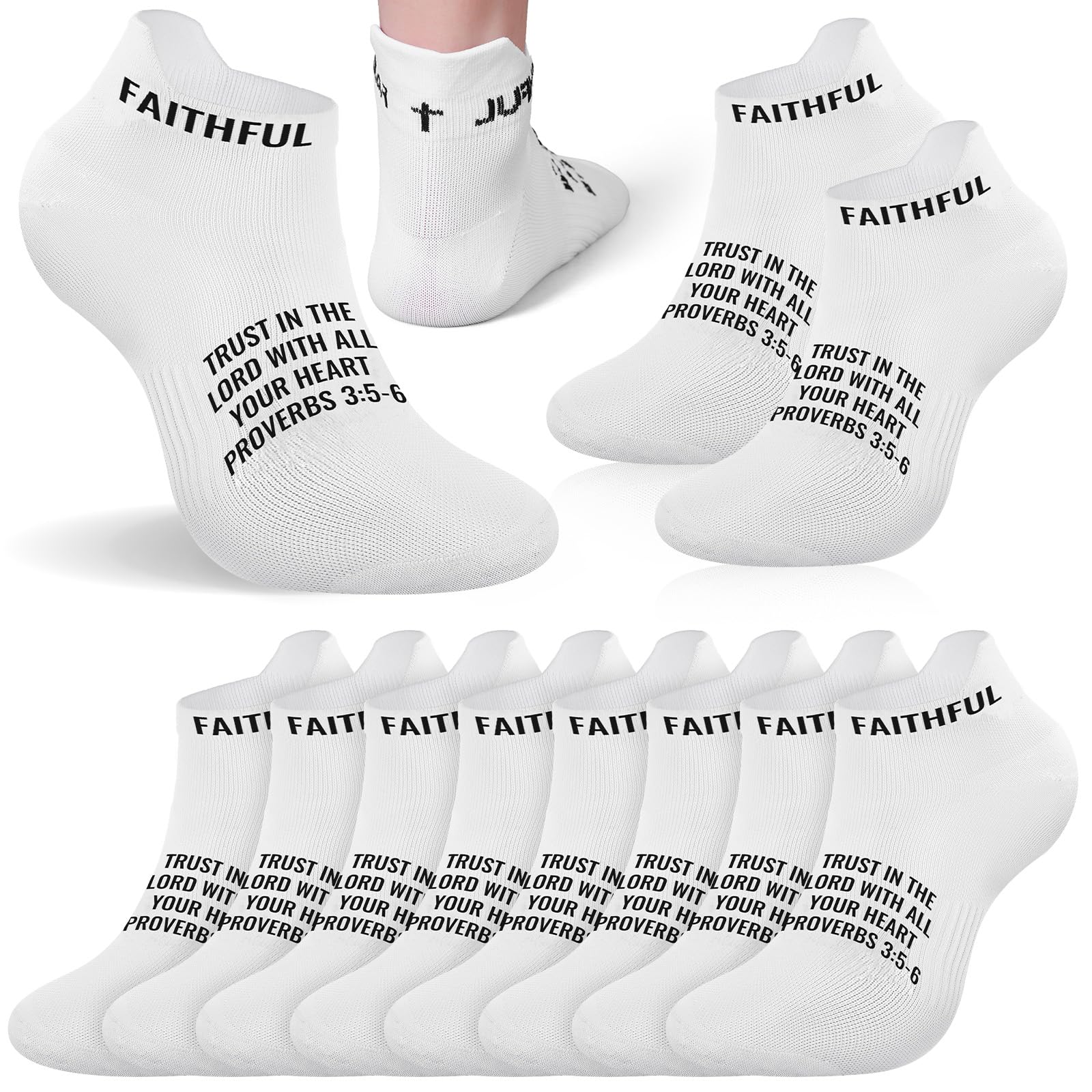 Janmercy 6 Pairs Athletic Running Socks for Men - Breathable Low Cut Ankle Socks with Cross Design - Perfect for Sports, Gym, Workout & Daily Wear - Great Christian Gift for Men and Women