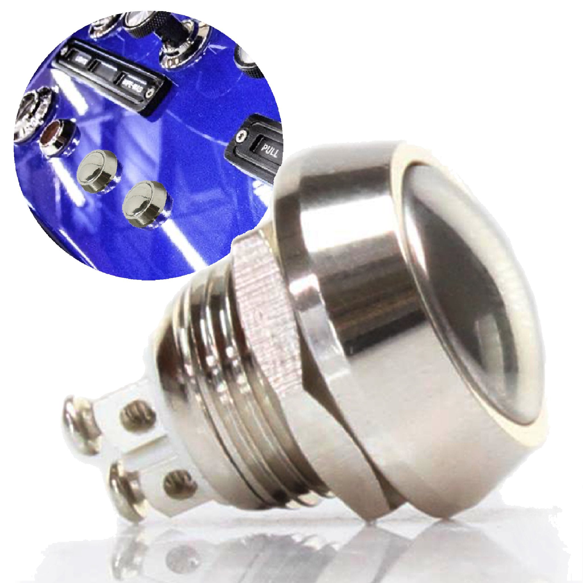 12mm Domed 12V Momentary Billet Push Button Switch - 2A 6-36V IP66 Waterproof - Perfect for Automotive, Marine, and Industrial Control Panels