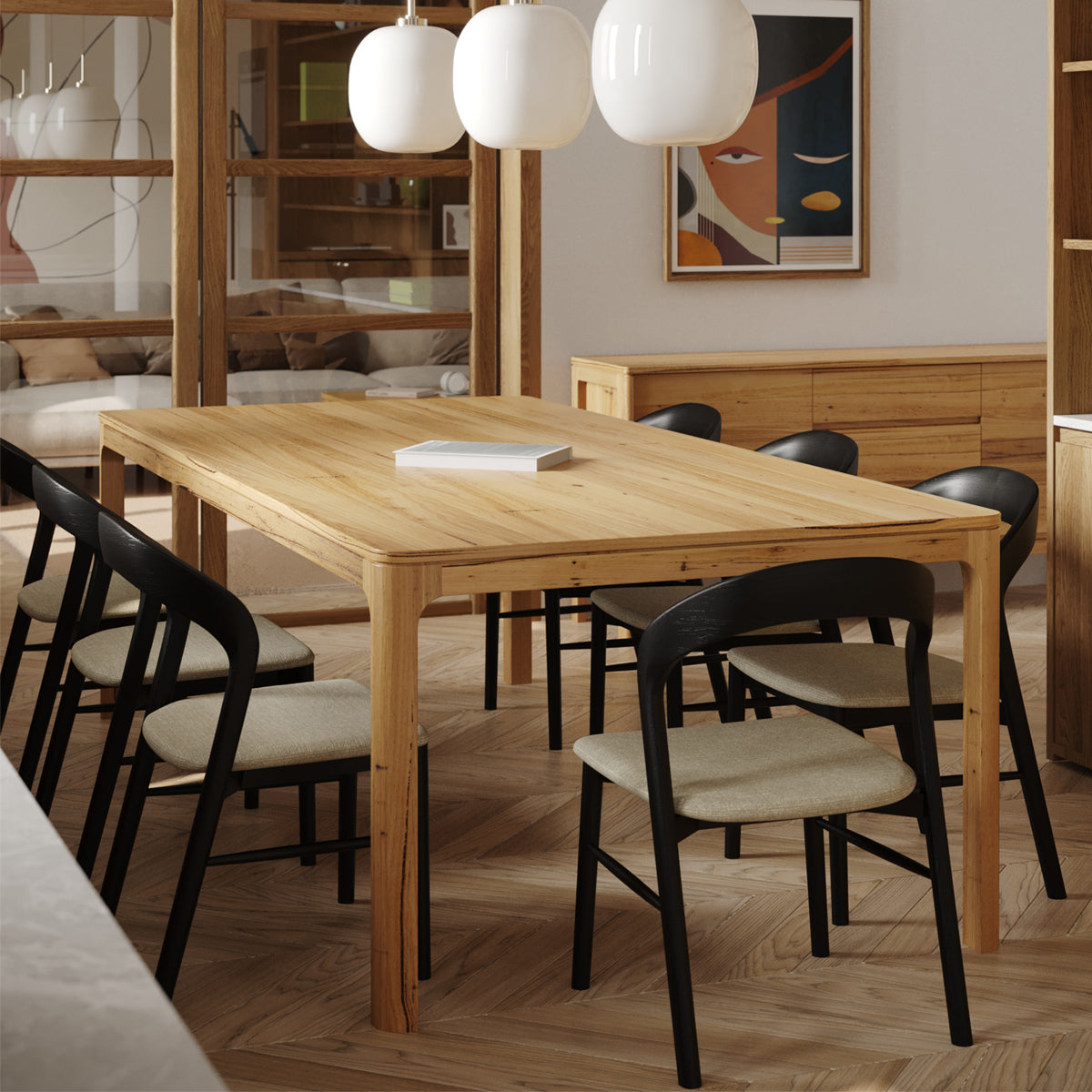 Emilia Dining Table - Modern Wooden Kitchen Table for 6 - Perfect for Family Dinners & Entertaining Guests