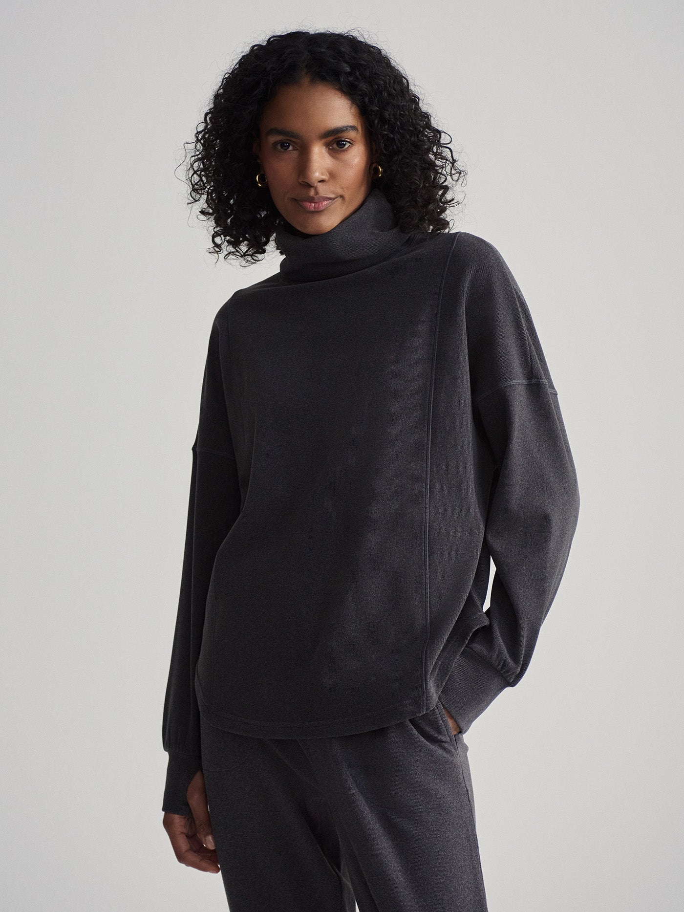 Varley Rainer Roll Neck Midlayer - Black Marl Women's Thermal Sweater for Winter & Outdoor Activities | Cozy Layering for Hiking, Skiing & Casual Wear