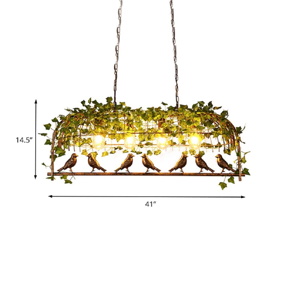 XINDAR Black Industrial Metal Birdcage Pendant Light - 2/3/4 Heads Island Hanging Ceiling Lamp for Kitchen, Dining Room, Living Room & Bedroom Decor