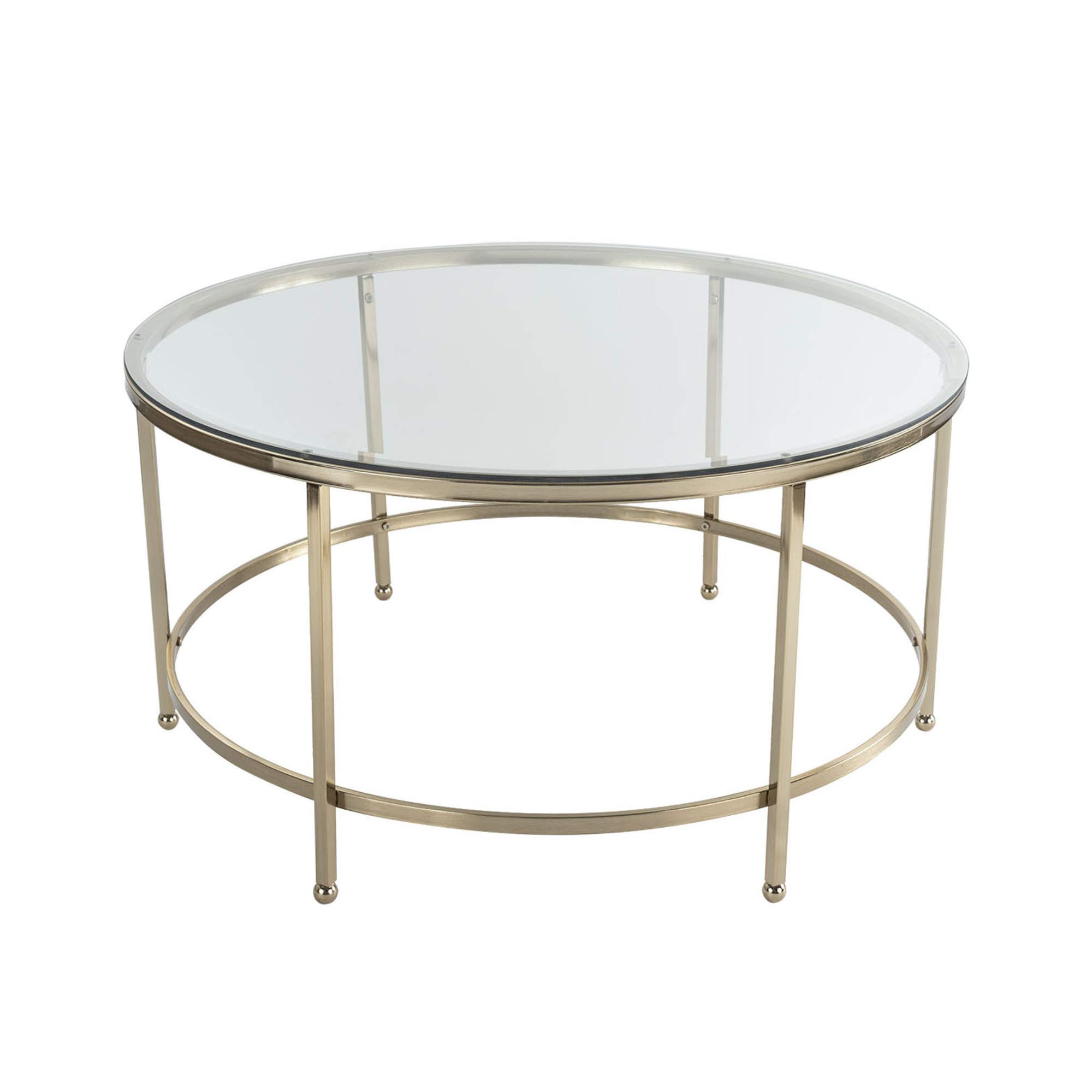 Modern Addison Coffee Table in Gold Finish - Stylish Living Room Centerpiece for Home Decor & Entertainment Areas