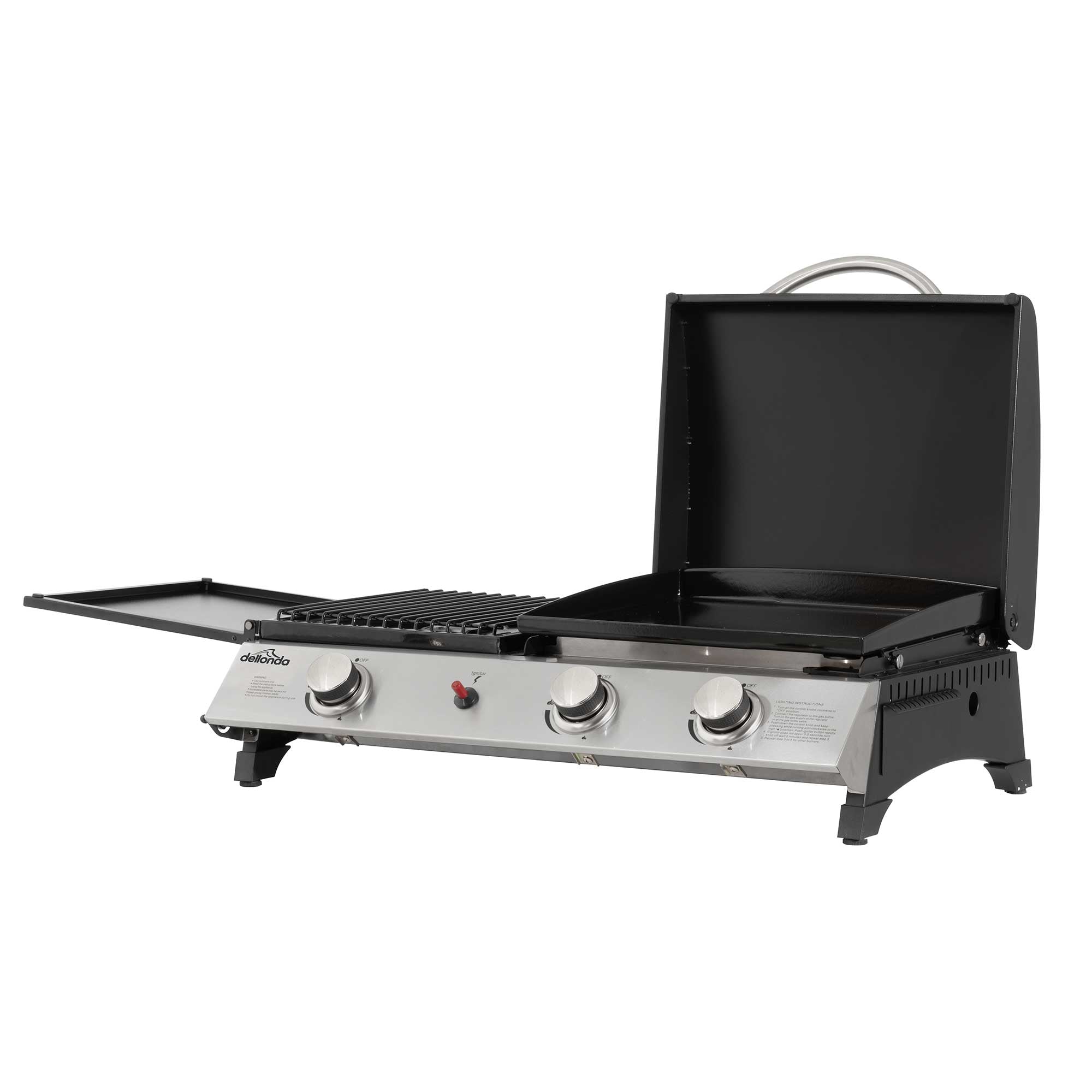 2+1 Burner Portable Gas Grill & Griddle - 8.5kW Stainless Steel Outdoor BBQ Hot Plate for Camping, Tailgating & Backyard Cooking (Model DG276)
