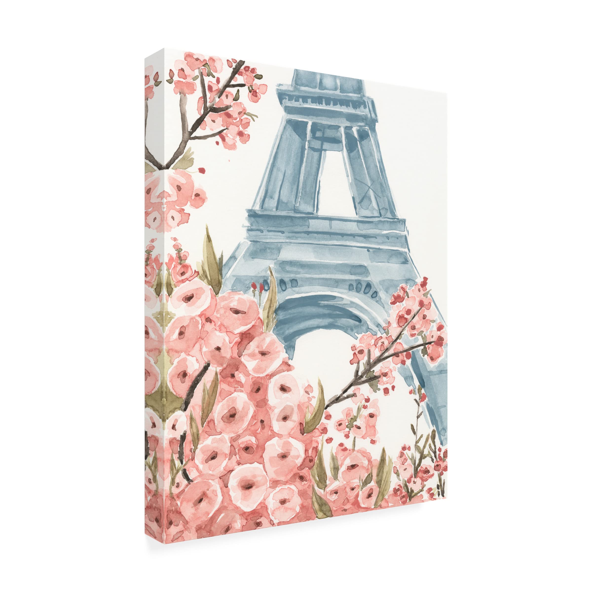 Annie Warren 'Paris Cherry Blossoms I' Canvas Wall Art Print - Floral Home Decor for Living Room, Bedroom & Office