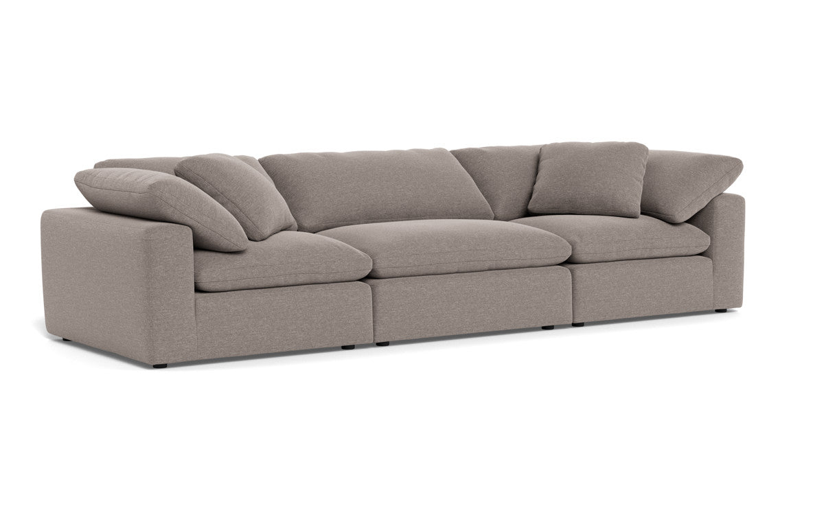 Fluffy 3-Piece Sofa Set - Ultra Soft Plush Fabric Sectional Couch for Living Room, Lounge & Family Room - Comfortable Modern L-Shaped Sofa with Pillows
