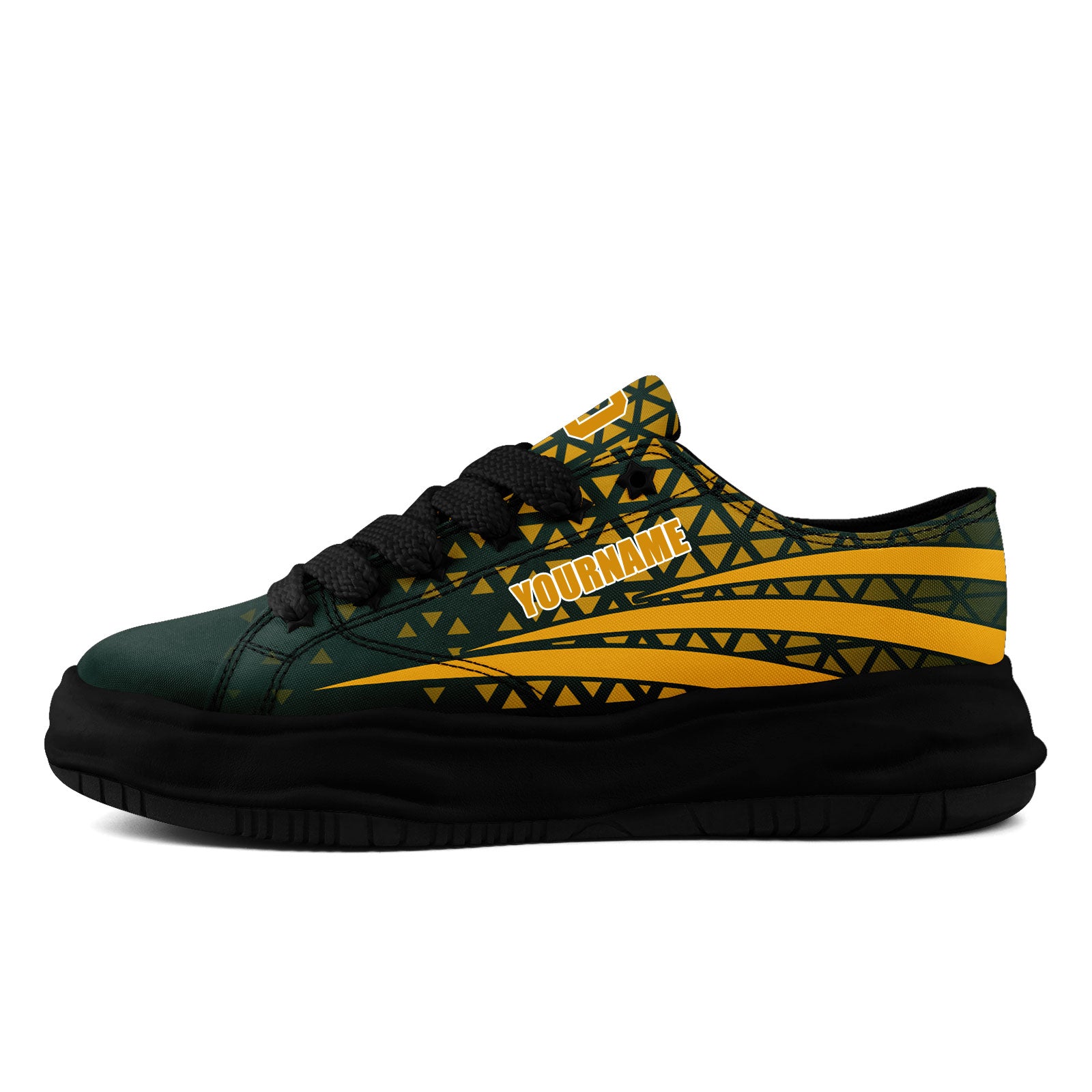 Custom Green & Yellow Wisconsin Badgers Personalized Sneakers - Men's Size 13 (FN038 D023003) - Perfect for Game Day, College Spirit & Fan Apparel