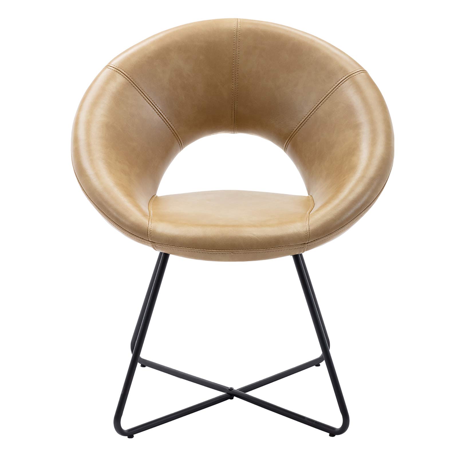 DUHOME Mid-Century Modern Accent Chair - Industrial Style Lounge & Dining Chair with Black Metal Legs, 1-Piece Camel Fabric Upholstery for Living Room, Office, or Cafe Decor | Comfortable Seating for Home & Commercial Spaces